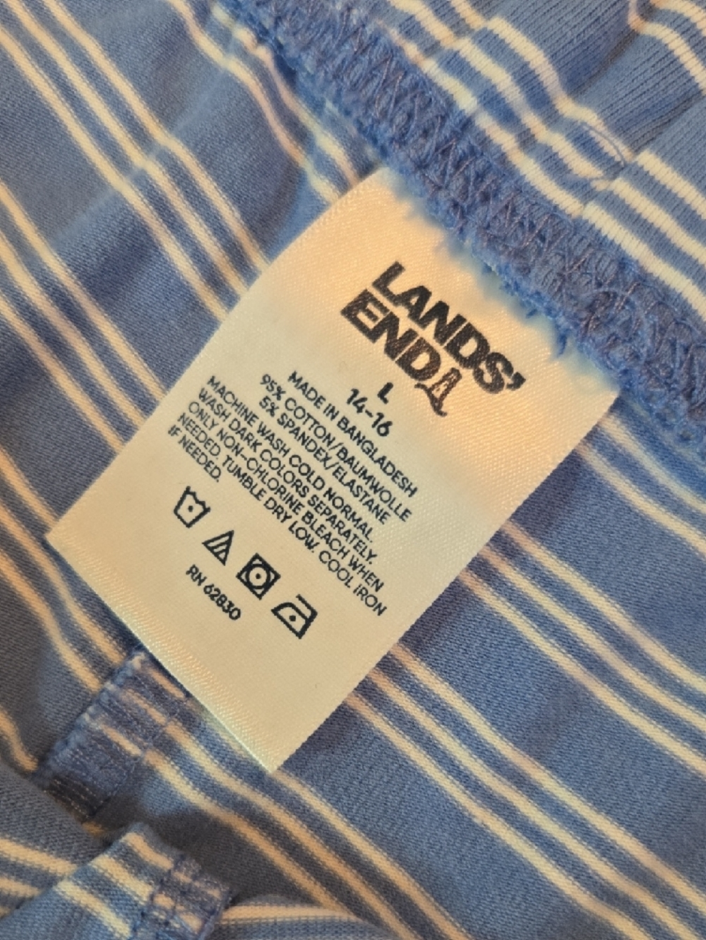 Lands' End Blue and White Striped Pajama Pants - Picture 2 of 3